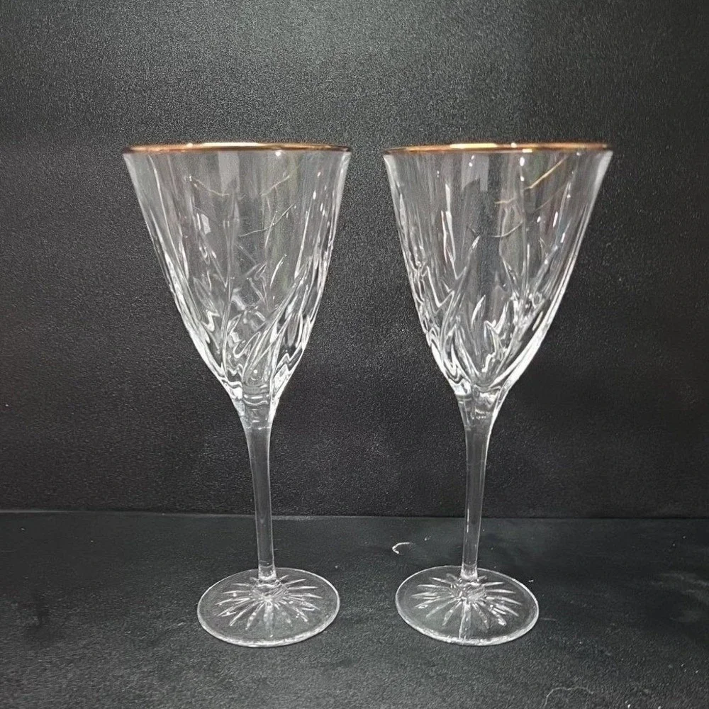 Cristal d'Arques Cassandra Wine Glasses, Set of‎ 2, Vintage Crystal Stemware